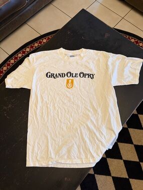 Gildan White Grand Ole Opry Logo Tee with Gold Emblem XL